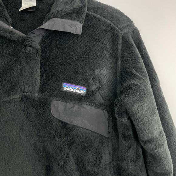 Women's PATAGONIA Polartec 1/4 Snap-T Black Fleece Pullover Sweater Small - Picture 5 of 13